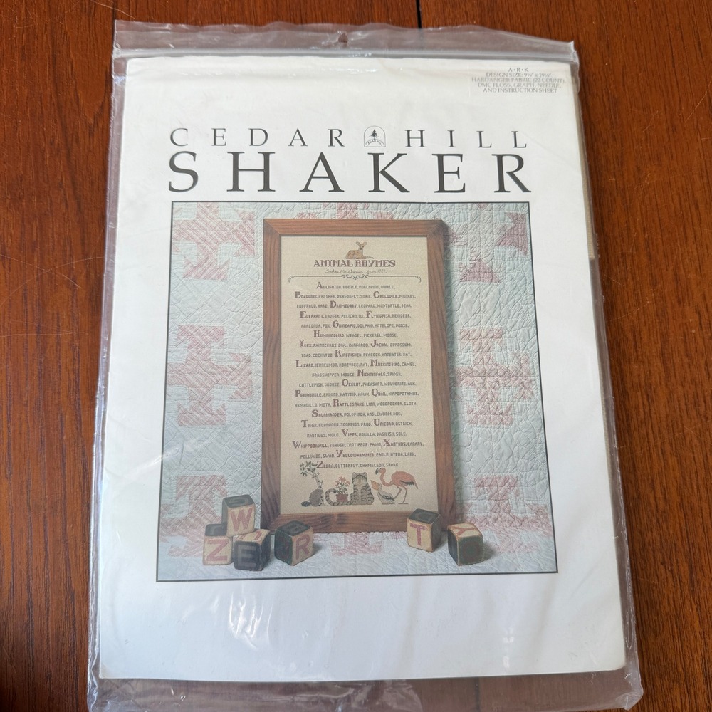 Vintage Cedar Hill Shaker Animal Rhymes Cross Stitch Kit Noahs ARK Hardanger DIY